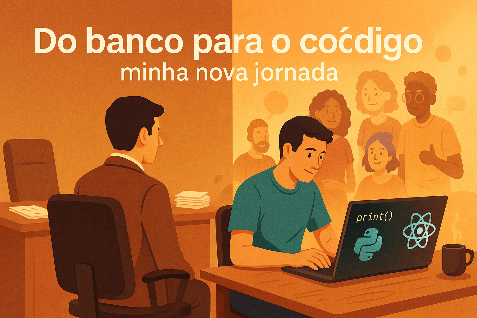 Do banco para o código: minha transição de carreira e o poder de recomeçar junto com outros iniciantes!